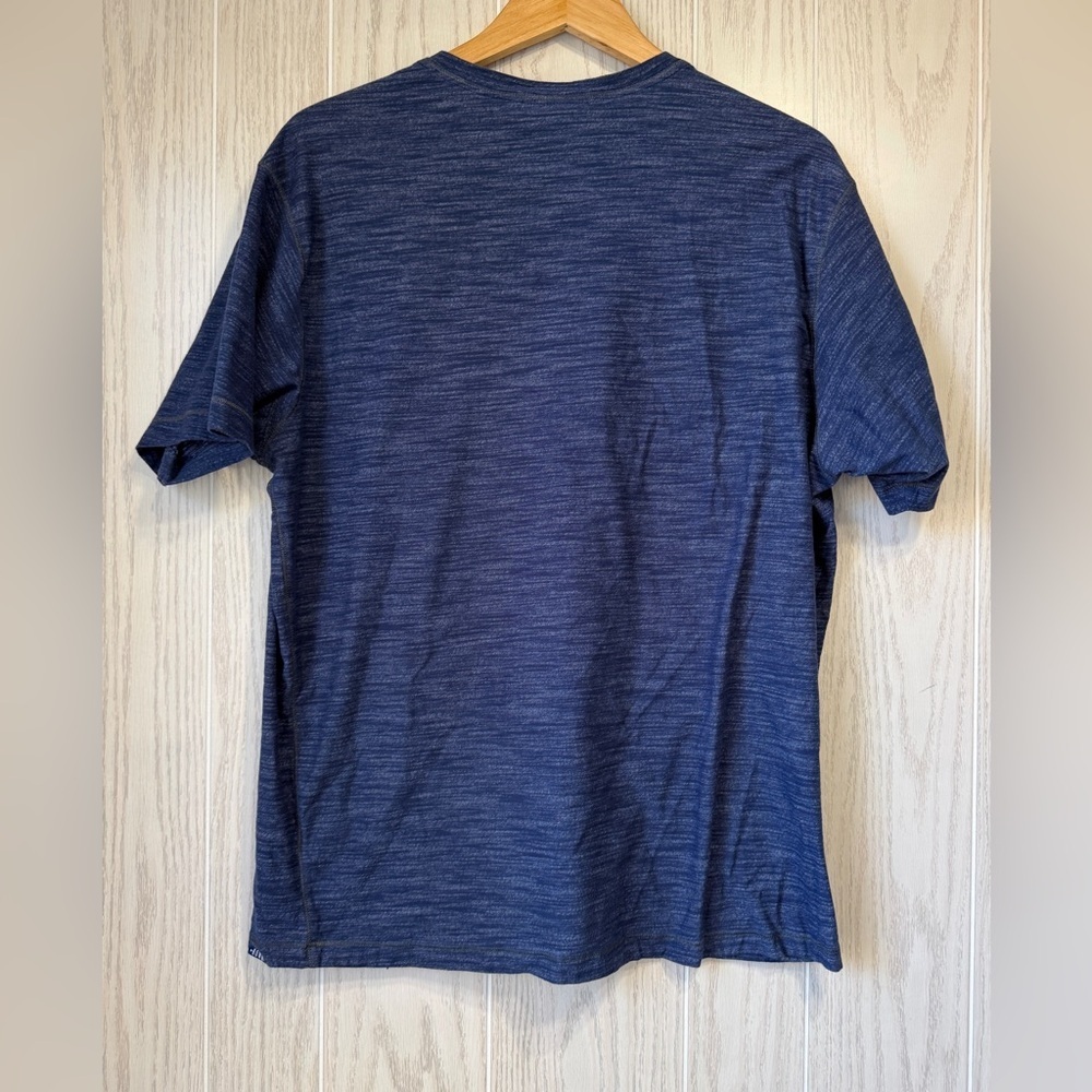 ROWM Men’s Slub Knit Notch-Neck Tee XL – Blue Casual Short Sleeve Shirt - Picture 3 of 4